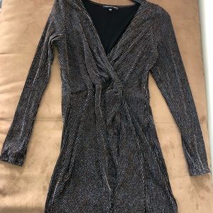 Sparkly Party Dress w Slit and Knot Front